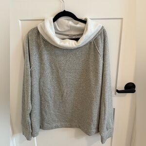 GAP Heather Gray Cream Cowl Neck Sweatshirt XL Tall NWT Cozy Pullover